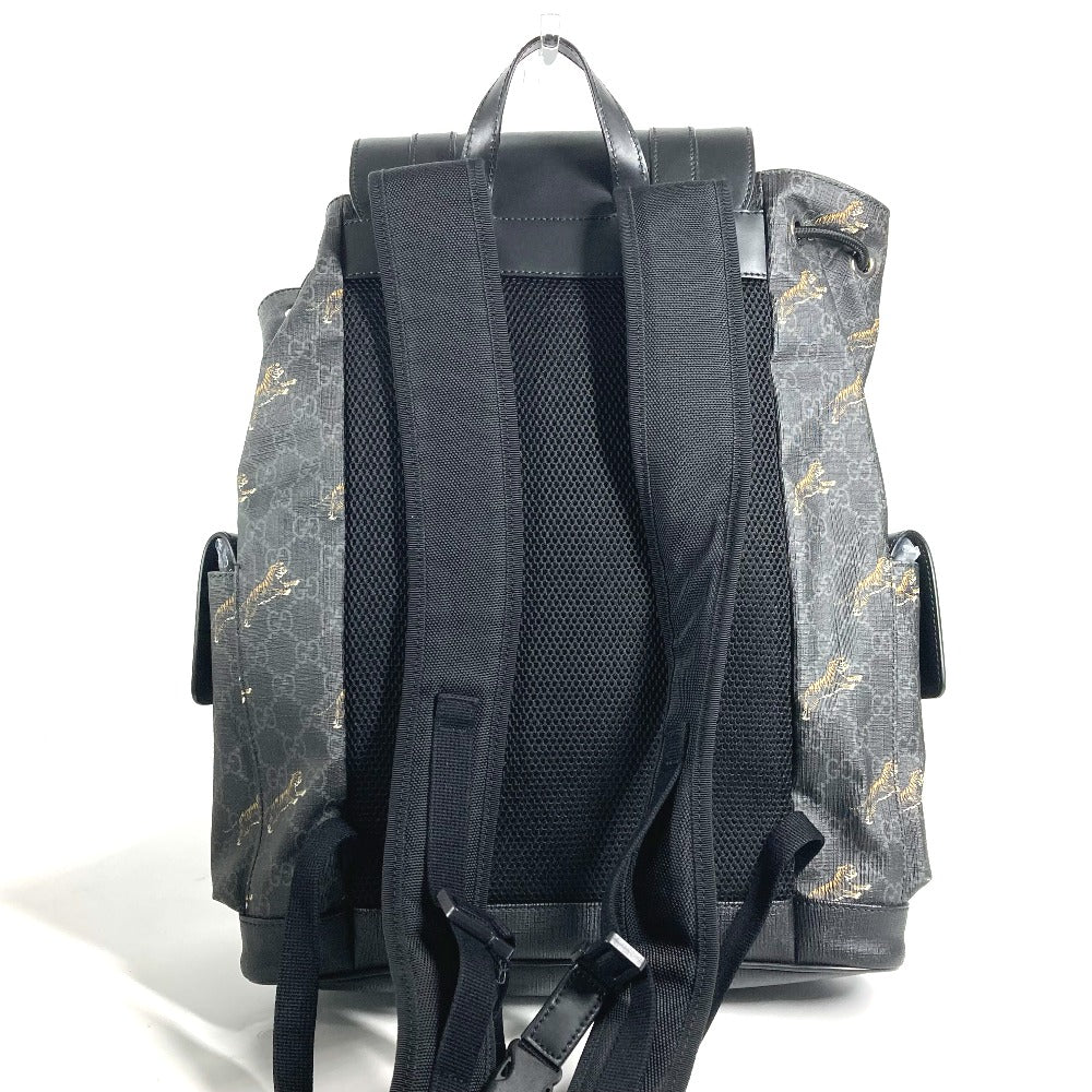 GUCCI Backpack 495563 GG Supreme Canvas black GG Supreme Sherry line mens Used Authentic