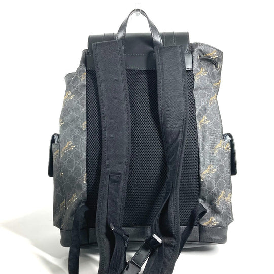 GUCCI Backpack 495563 GG Supreme Canvas black GG Supreme Sherry line mens Used Authentic