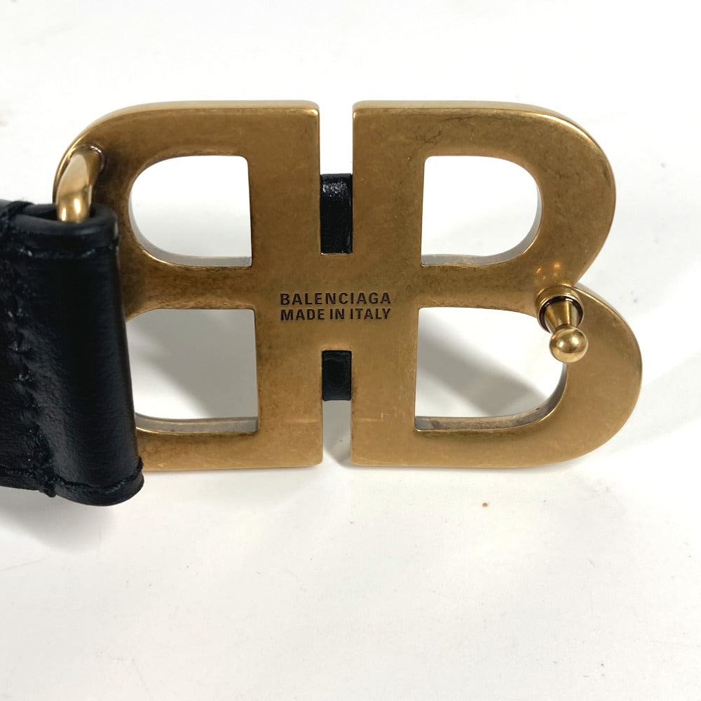 BALENCIAGA belt 680456 leather black GUCCI collaboration Hacker Project BB Logo Women Used Authentic