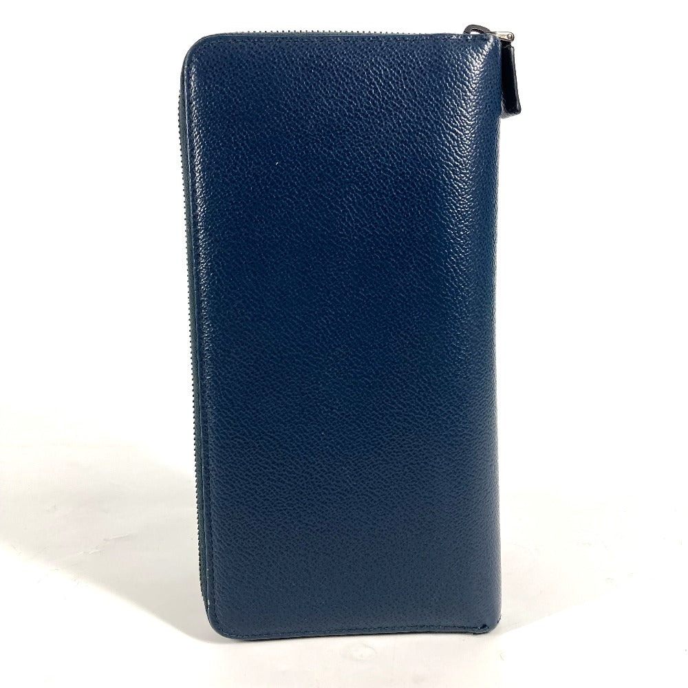 PRADA Long Wallet Purse 2ML220 saffiano leather Navy logo Travel case mens Used Authentic