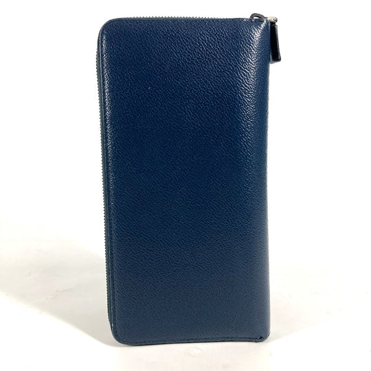 PRADA Long Wallet Purse 2ML220 saffiano leather Navy logo Travel case mens Used Authentic