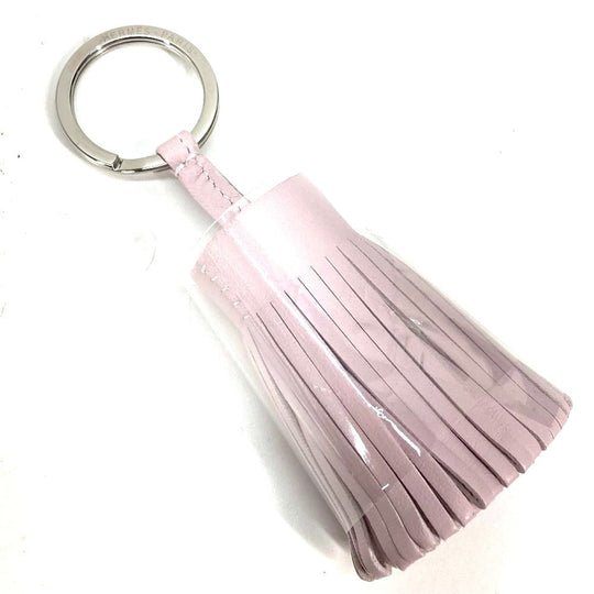 HERMES key ring lambskin Light pink fringe Carmen Women Used Authentic