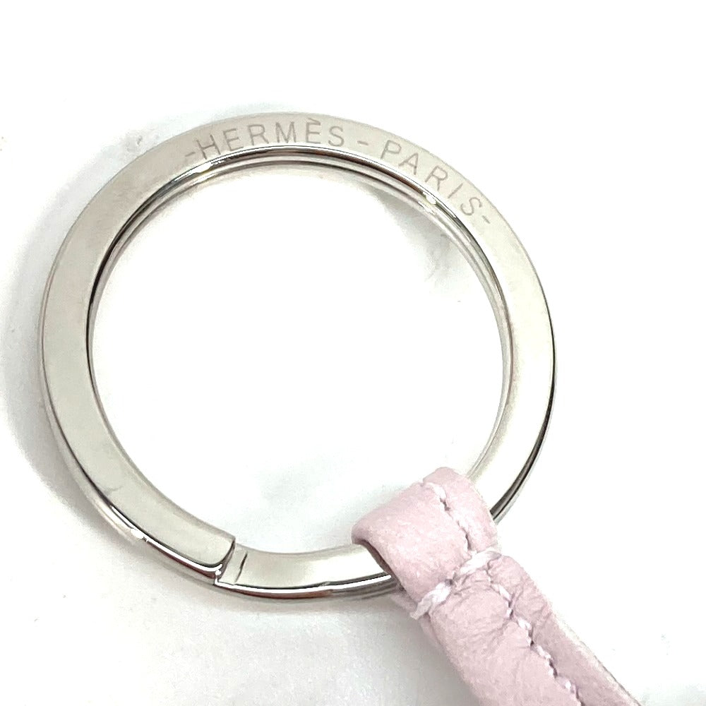 HERMES key ring lambskin Light pink fringe Carmen Women Used Authentic