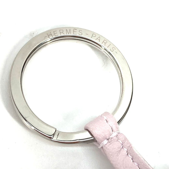 HERMES key ring lambskin Light pink fringe Carmen Women Used Authentic