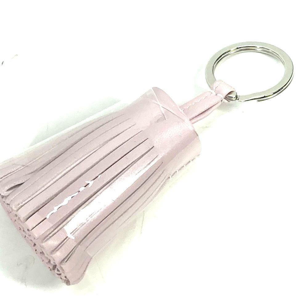 HERMES key ring lambskin Light pink fringe Carmen Women Used Authentic
