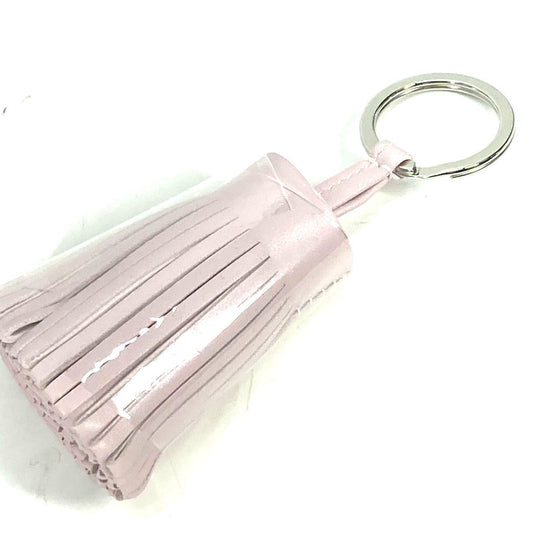 HERMES key ring lambskin Light pink fringe Carmen Women Used Authentic