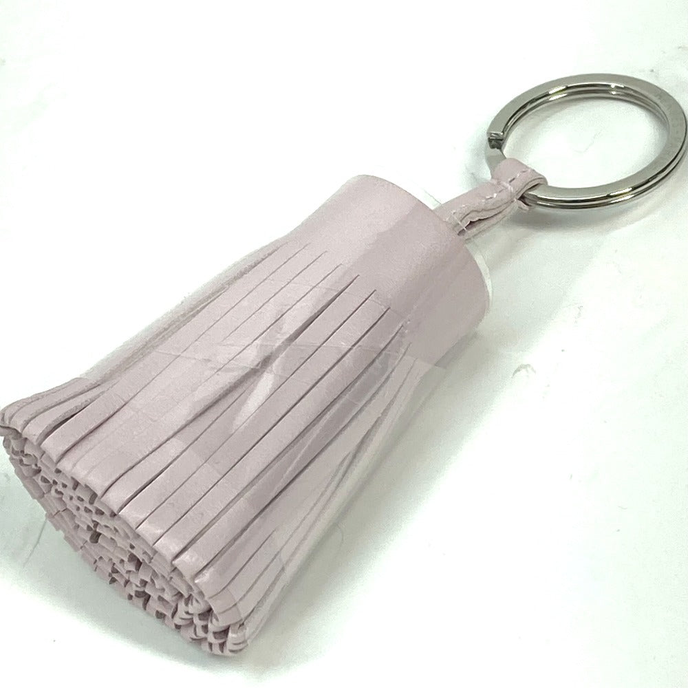 HERMES key ring lambskin Light pink fringe Carmen Women Used Authentic