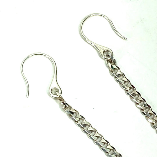 GUCCI Pierce metal Silver Hook Chain Logo Bar lariat Women Used Authentic