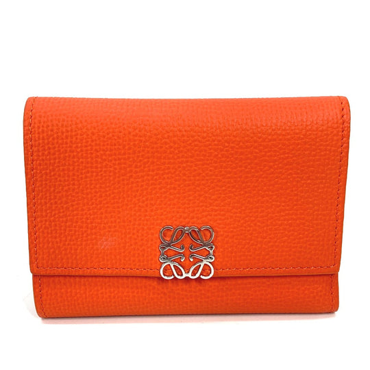 LOEWE Trifold wallet C821S33X07 leather Orange anagram Bar Tikal Wallet Small Women Used Authentic