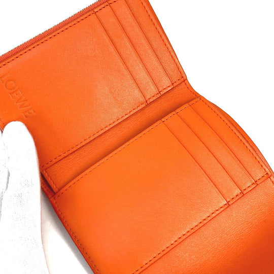 LOEWE Trifold wallet C821S33X07 leather Orange anagram Bar Tikal Wallet Small Women Used Authentic