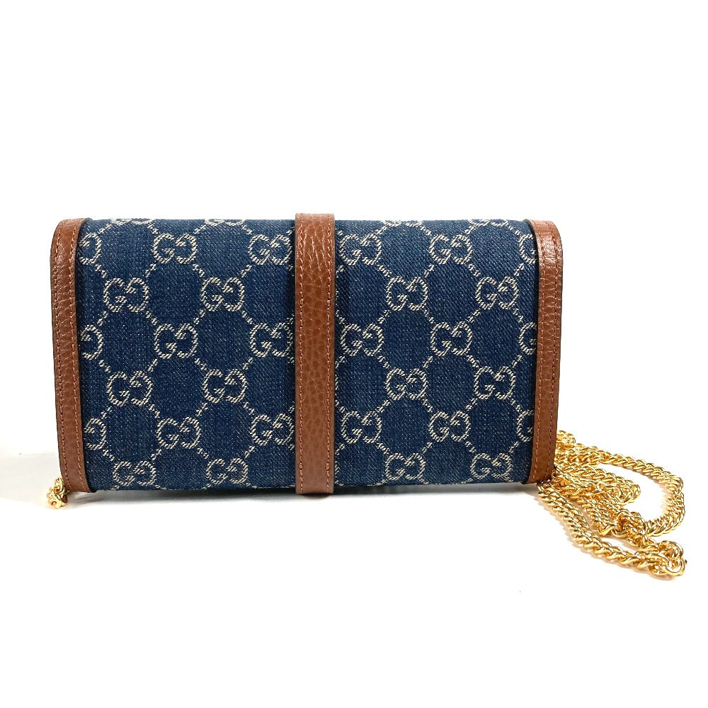 GUCCI Long Wallet Purse 652681 GG canvas blue GG denim Jackie 1961 Women Used Authentic
