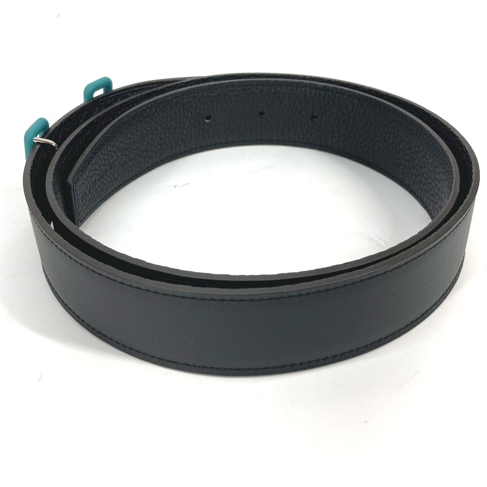 HERMES belt Boxcalf, Togo Black x blue H buckle Tonight mens 90 Used Authentic