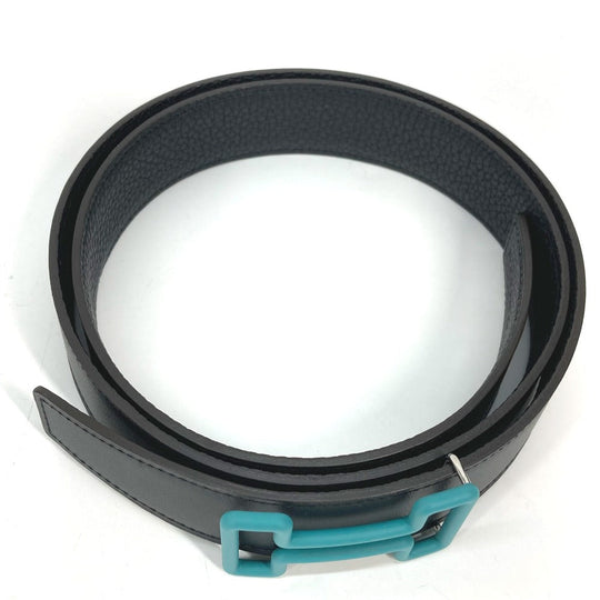HERMES belt Boxcalf, Togo Black x blue H buckle Tonight mens 90 Used Authentic