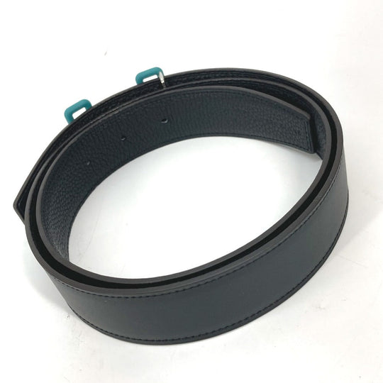 HERMES belt Boxcalf, Togo Black x blue H buckle Tonight mens 90 Used Authentic