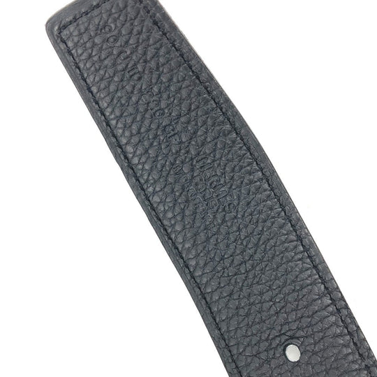 HERMES belt Boxcalf, Togo Black x blue H buckle Tonight mens 90 Used Authentic