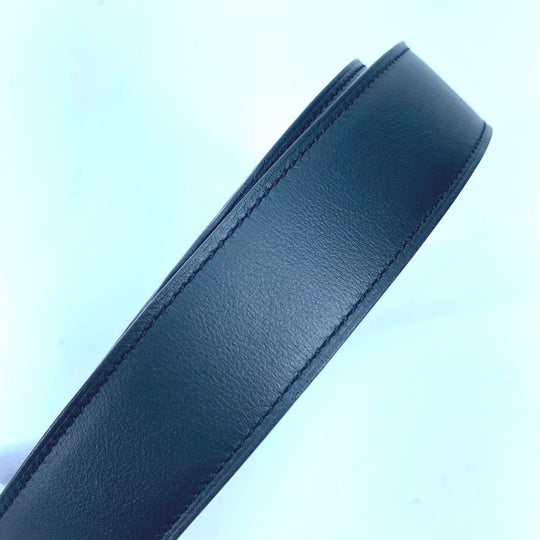 HERMES belt Boxcalf, Togo Black x blue H buckle Tonight mens 90 Used Authentic