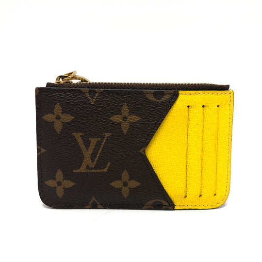 LOUIS VUITTON Coin case M81882 Monogram canvas Brown x yellow Monogram Porto Cult Romy mens Secondhand Authentic