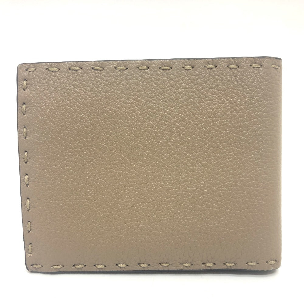 FENDI Folded wallet 7M0194 leather gray stitch Celeria mens Used Authentic