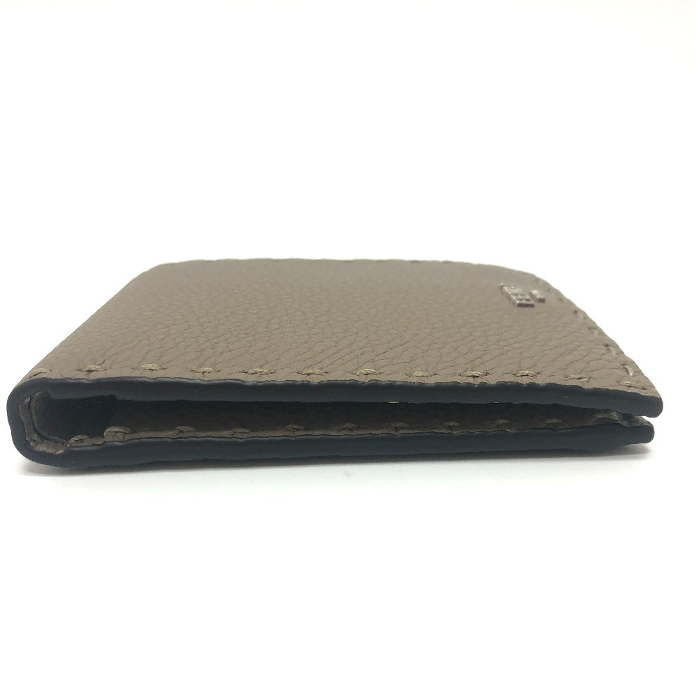 FENDI Folded wallet 7M0194 leather gray stitch Celeria mens Used Authentic