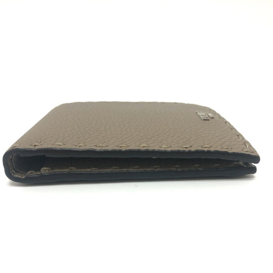 FENDI Folded wallet 7M0194 leather gray stitch Celeria mens Used Authentic