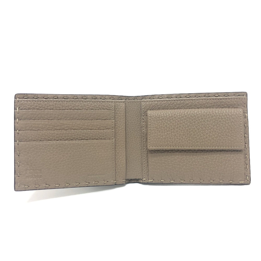 FENDI Folded wallet 7M0194 leather gray stitch Celeria mens Used Authentic
