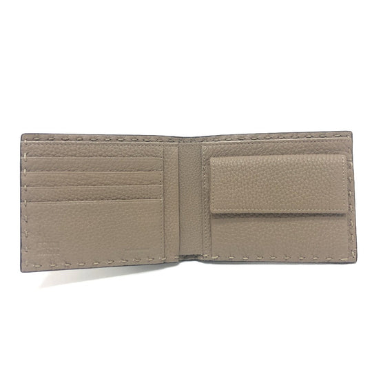 FENDI Folded wallet 7M0194 leather gray stitch Celeria mens Used Authentic
