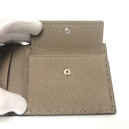 FENDI Folded wallet 7M0194 leather gray stitch Celeria mens Used Authentic