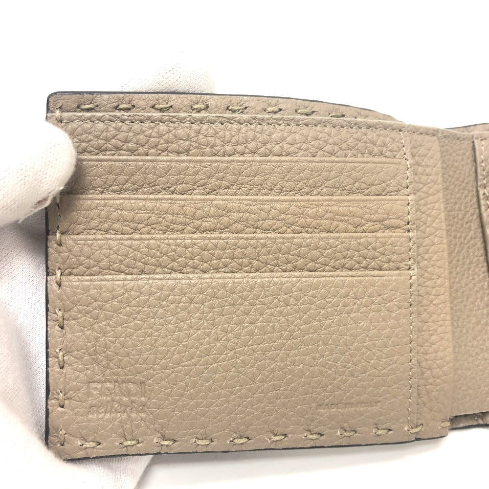FENDI Folded wallet 7M0194 leather gray stitch Celeria mens Used Authentic
