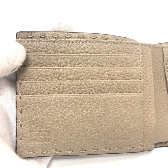 FENDI Folded wallet 7M0194 leather gray stitch Celeria mens Used Authentic