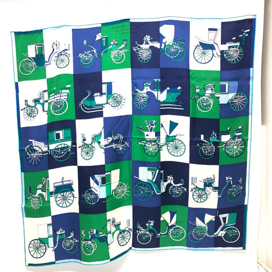 HERMES scarf silk green Carre90 Women Used Authentic