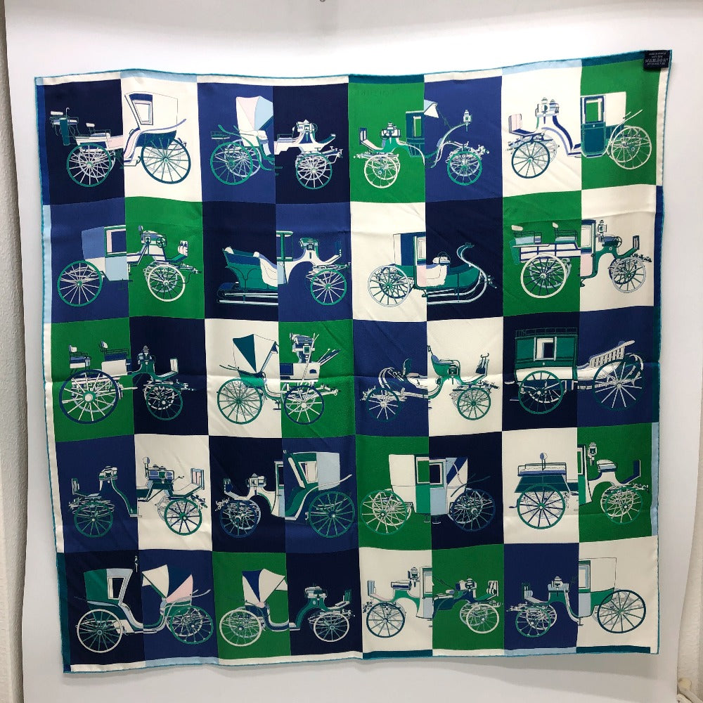 HERMES scarf silk green Carre90 Women Used Authentic