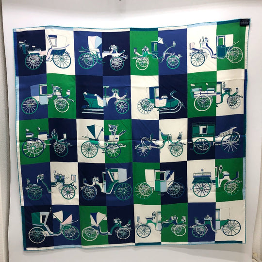 HERMES scarf silk green Carre90 Women Used Authentic