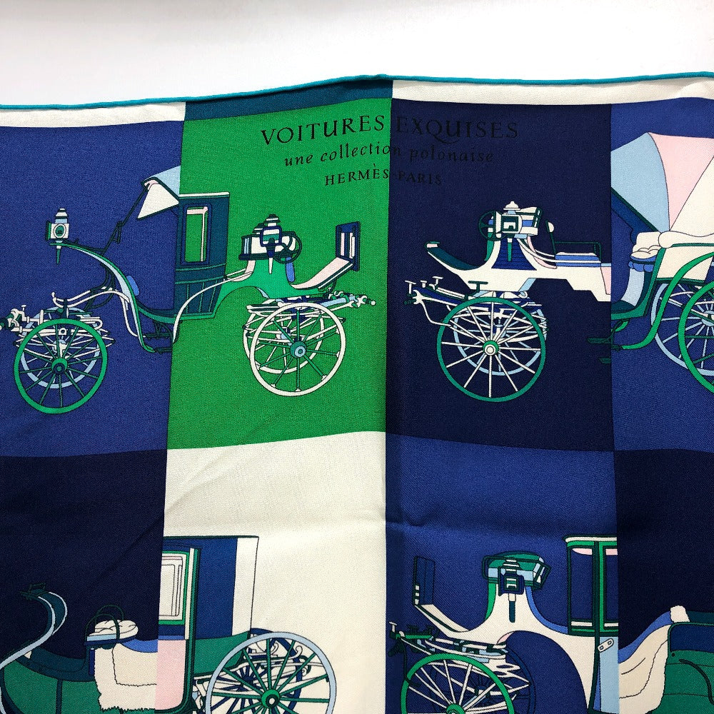 HERMES scarf silk green Carre90 Women Used Authentic