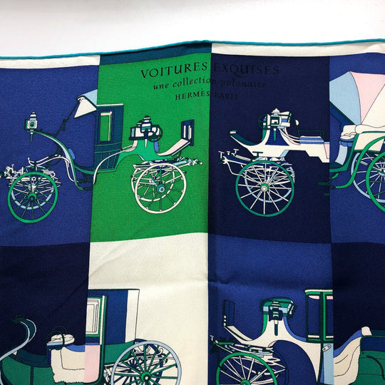 HERMES scarf silk green Carre90 Women Used Authentic