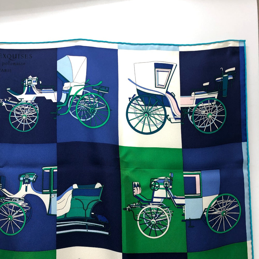 HERMES scarf silk green Carre90 Women Used Authentic