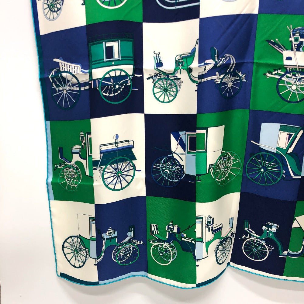 HERMES scarf silk green Carre90 Women Used Authentic