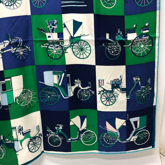 HERMES scarf silk green Carre90 Women Used Authentic