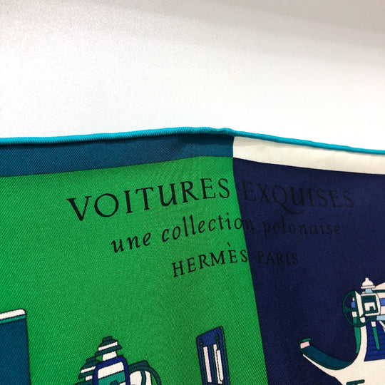 HERMES scarf silk green Carre90 Women Used Authentic
