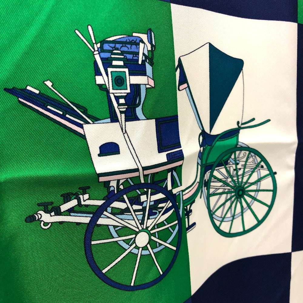 HERMES scarf silk green Carre90 Women Used Authentic