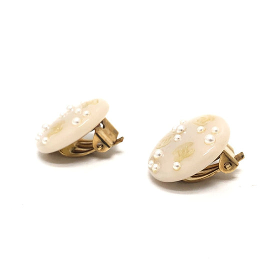 CHANEL Earring plastic beige 03P CC COCO Mark Women Used Authentic