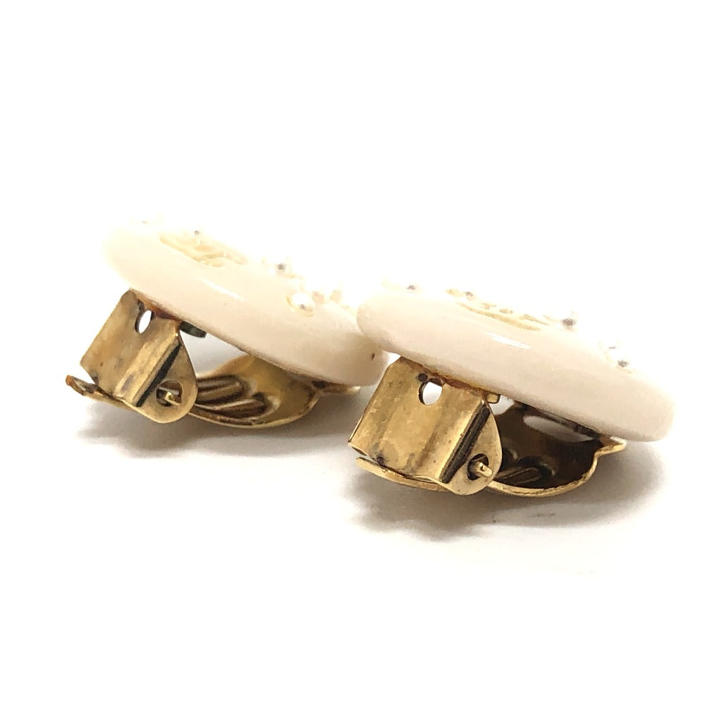 CHANEL Earring plastic beige 03P CC COCO Mark Women Used Authentic