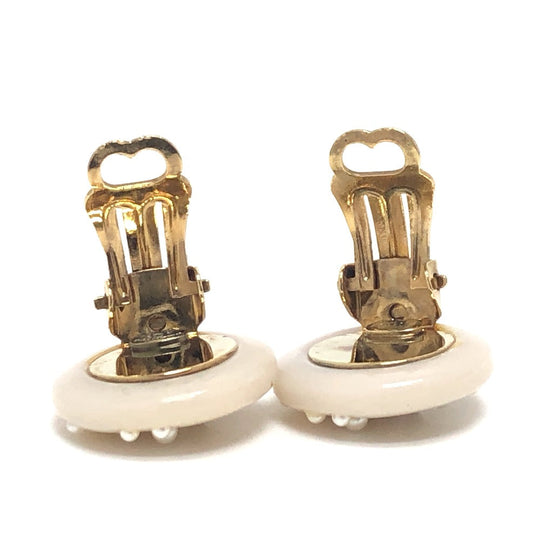 CHANEL Earring plastic beige 03P CC COCO Mark Women Used Authentic