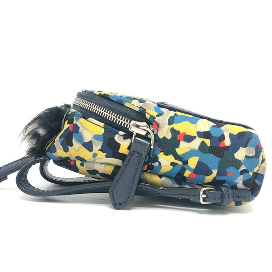FENDI key ring 7AR432 Leather / nylon blue monster Women Used Authentic