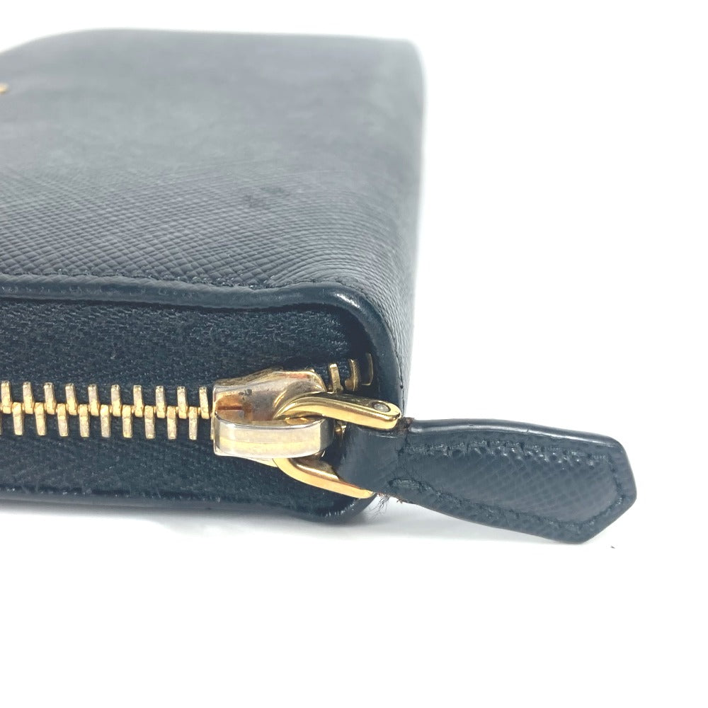 PRADA Long Wallet Purse 1ML506 saffiano leather black logo Heart Bicolor Women Used Authentic