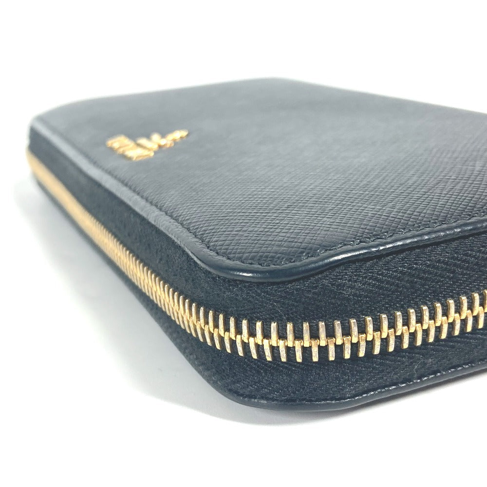 PRADA Long Wallet Purse 1ML506 saffiano leather black logo Heart Bicolor Women Used Authentic