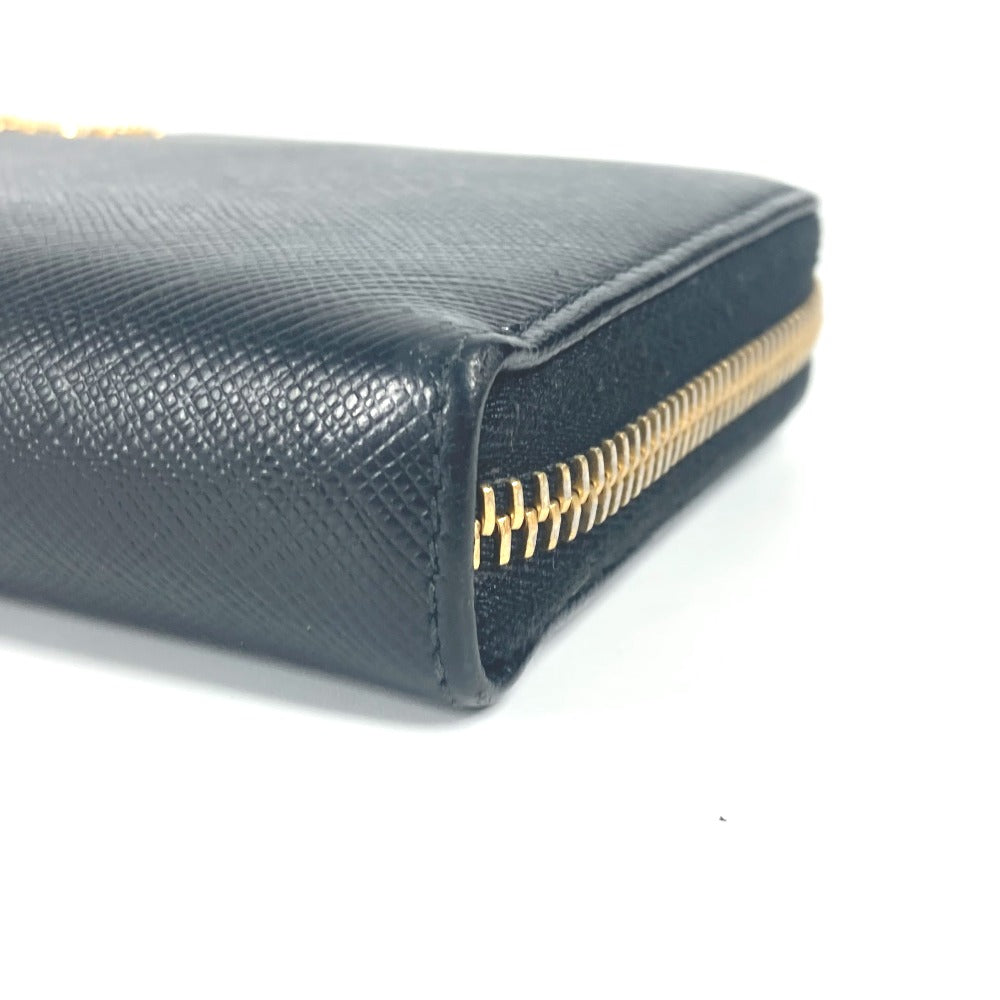 PRADA Long Wallet Purse 1ML506 saffiano leather black logo Heart Bicolor Women Used Authentic