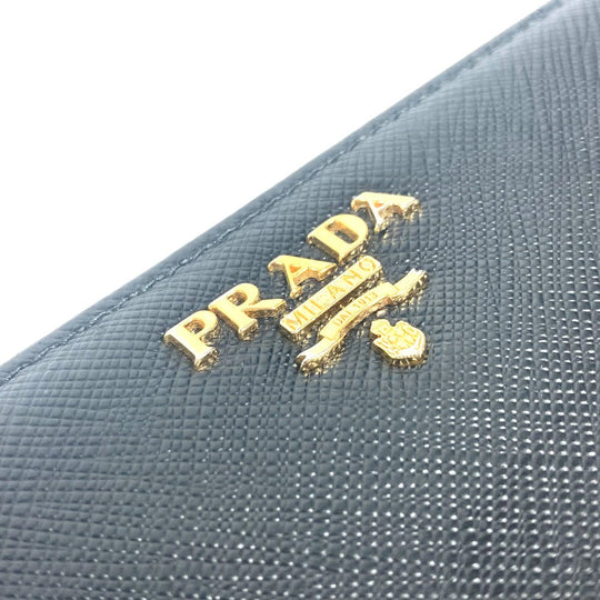 PRADA Long Wallet Purse 1ML506 saffiano leather black logo Heart Bicolor Women Used Authentic