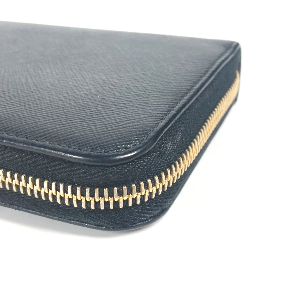 PRADA Long Wallet Purse 1ML506 saffiano leather black logo Heart Bicolor Women Used Authentic