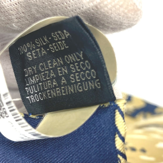 HERMES scarf silk Navy x gold gavroche PEINTURE FRAICHE Freshly painted