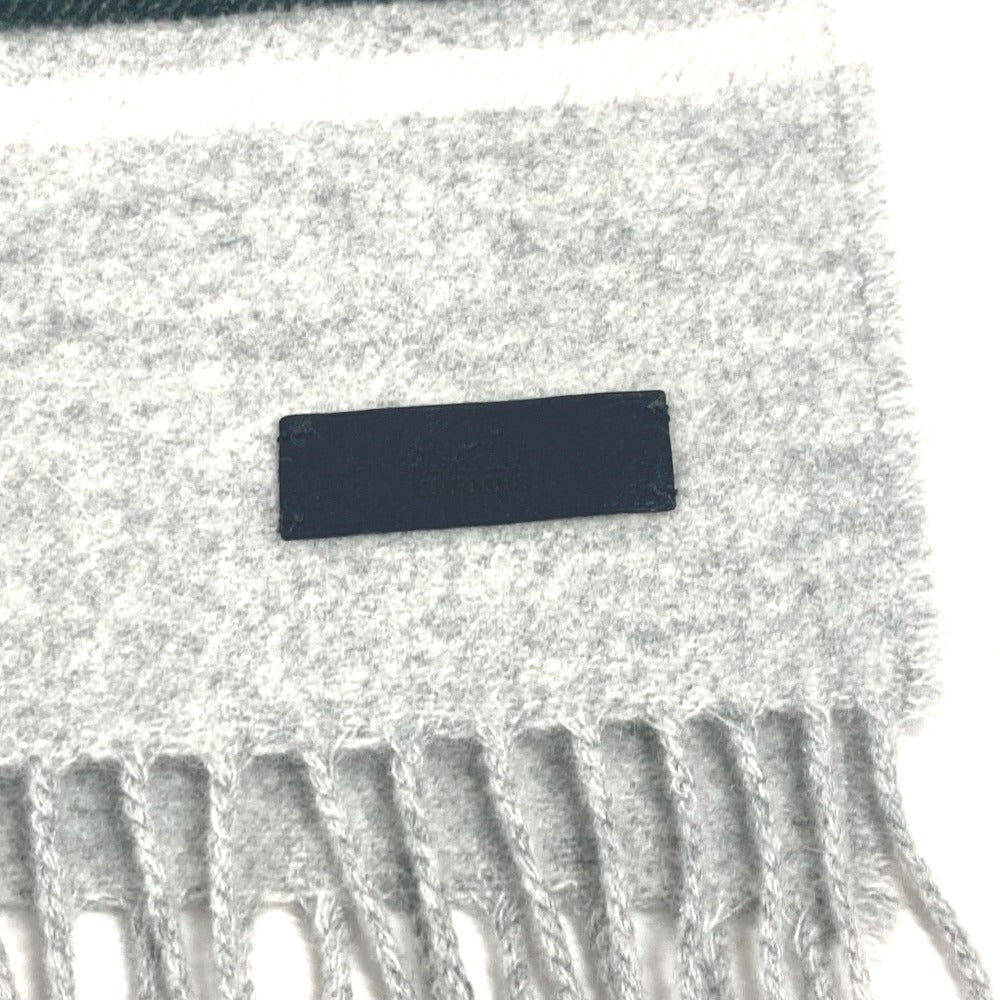 HERMES Scarf cashmere gray leather tag leather tag Border Neo-Locabaal
